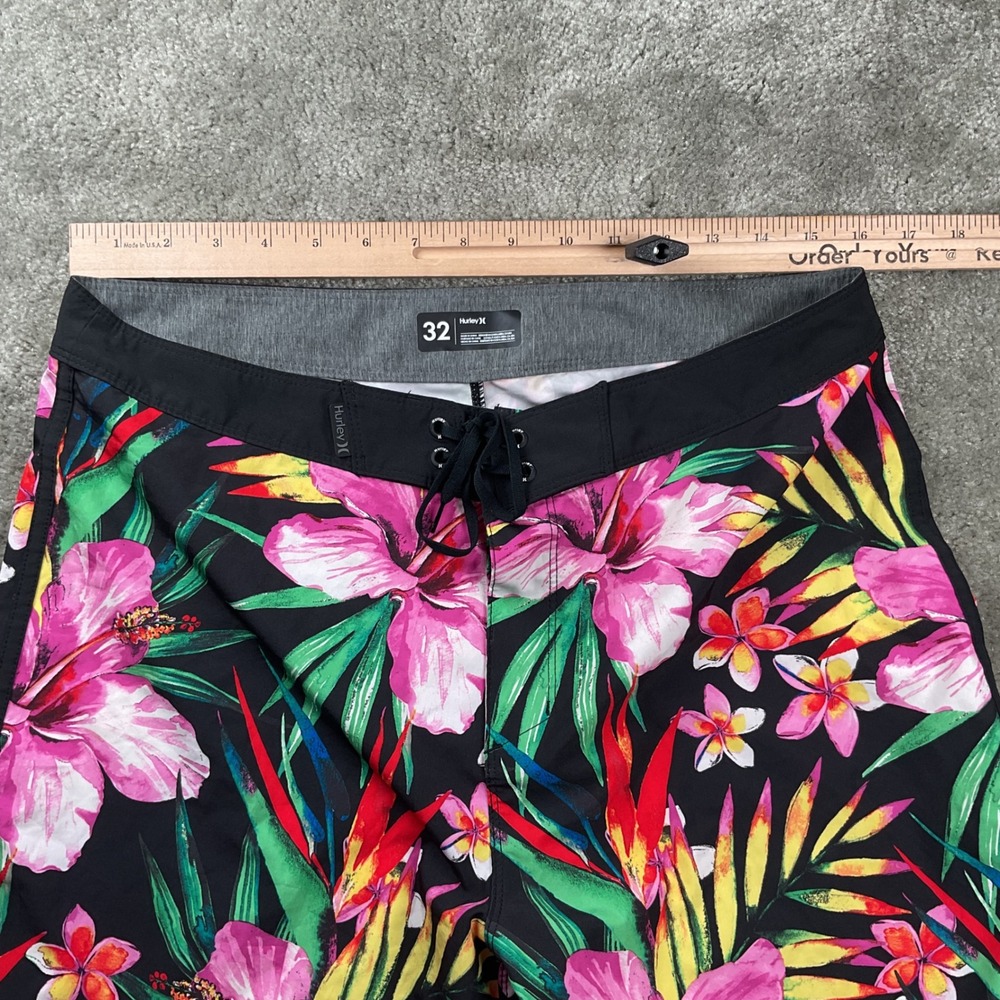 Hurley Phantom Board Shorts Mens 32‎ Black Pink Floral Tropical Hibiscus - Picture 5 of 5